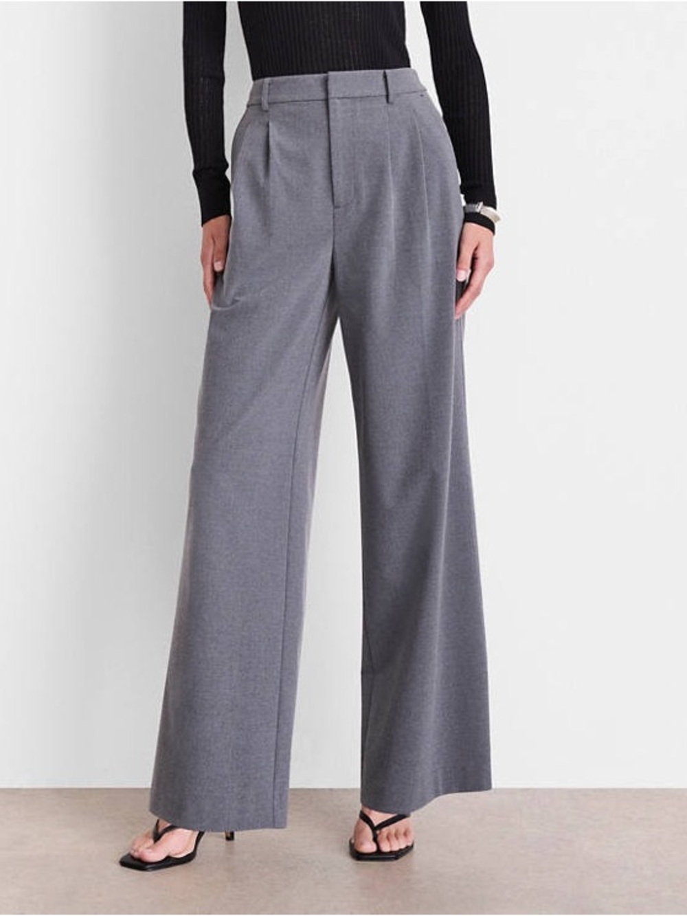 Loft CurvyGray Dress Pants - Classic Pleated Trousers